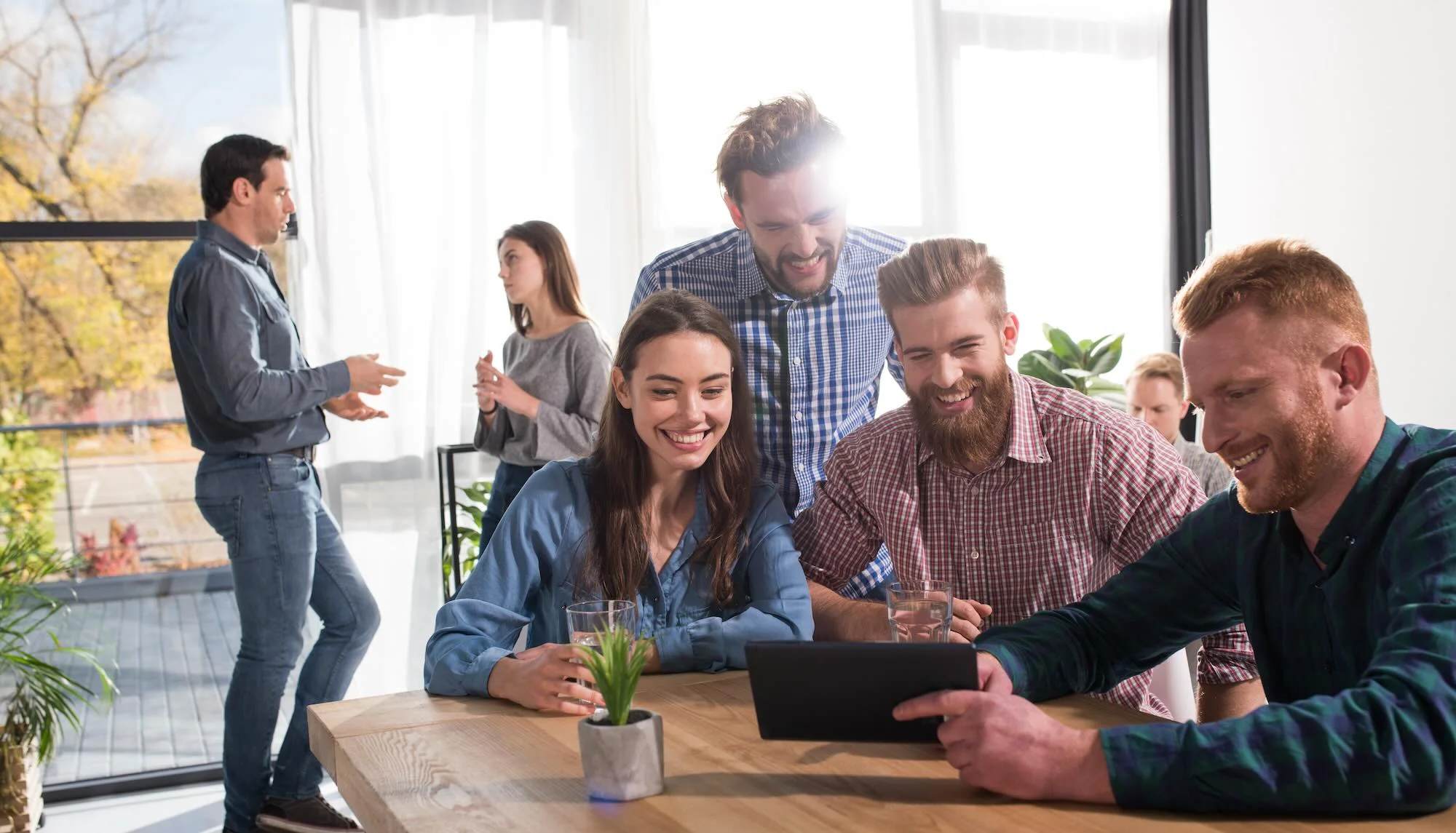 Businessperson in a modern office connected on internet network. concept of partnership and teamwork