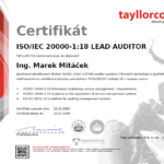 Certifikát Ing. Marek Mitáček ISO/IEC
