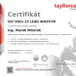Certifikát Ing. Marek Mitáček ISO/IEC