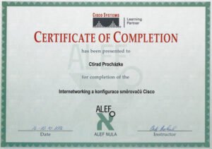 Vlastní cesta Certifikát Ctirada Procházky Routing Cisco
