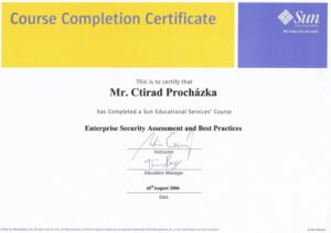 Vlastní cesta Certifikát Ctirada Procházky Security Assessment 