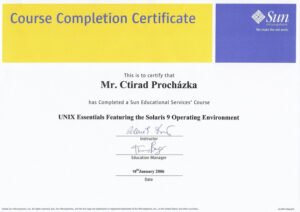 Vlastní cesta Certifikát Ctirada Procházky UNIX