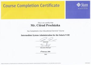 Vlastní cesta Certifikát Ctirada Procházky UNIX Intermediate
