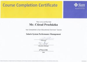 Vlastní cesta Certifikát Ctirada Procházky Performance Solaris