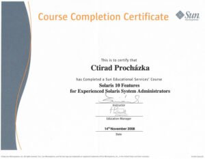 Vlastní cesta Certifikát Ctirada Procházky System Administrator