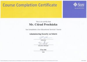 Vlastní cesta Certifikát Ctirada Procházky Administering Security